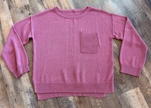 Unbranded Brick Red Boxy Knit Sweater Women’s L Pocket